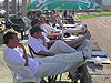 Strollers 'feet up' posture expertly demonstrated by Deavin, Morgan, Masters J & Gillies